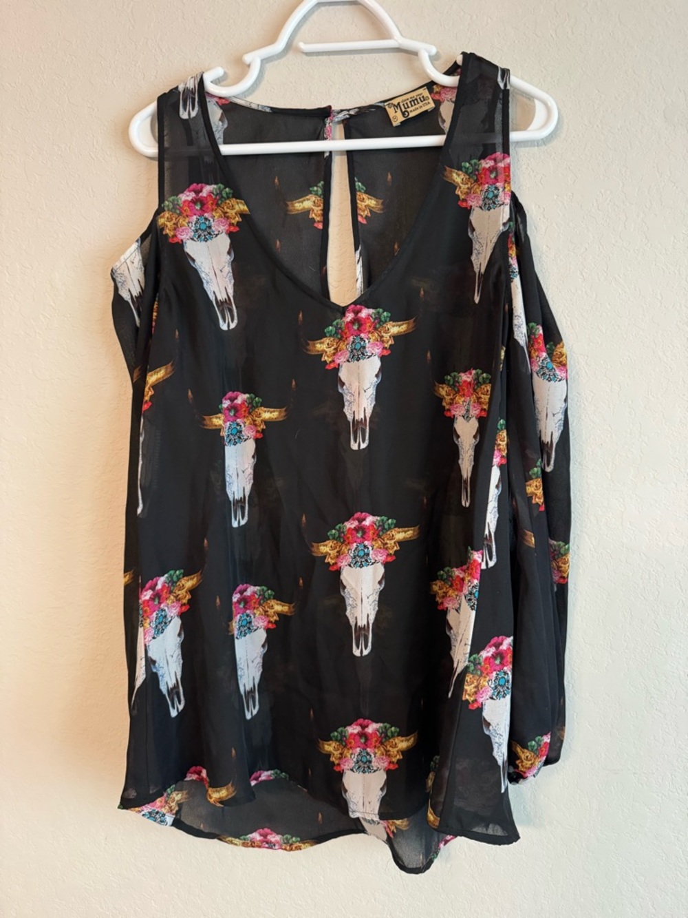 Show Me Your Mumu Black Cold Shoulder Long Sleeve Blouse